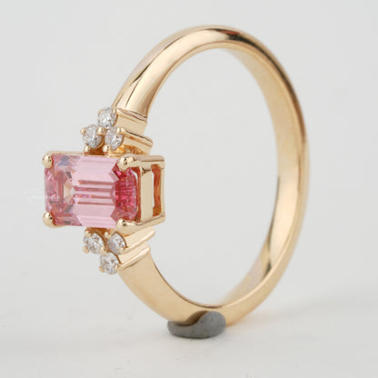 Pink Emerald Cut Lab Grown Diamond Engagement Ring For Her