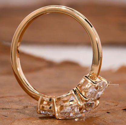 Oval Cut Lab Diamond Three Stone Engagement Ring for Her