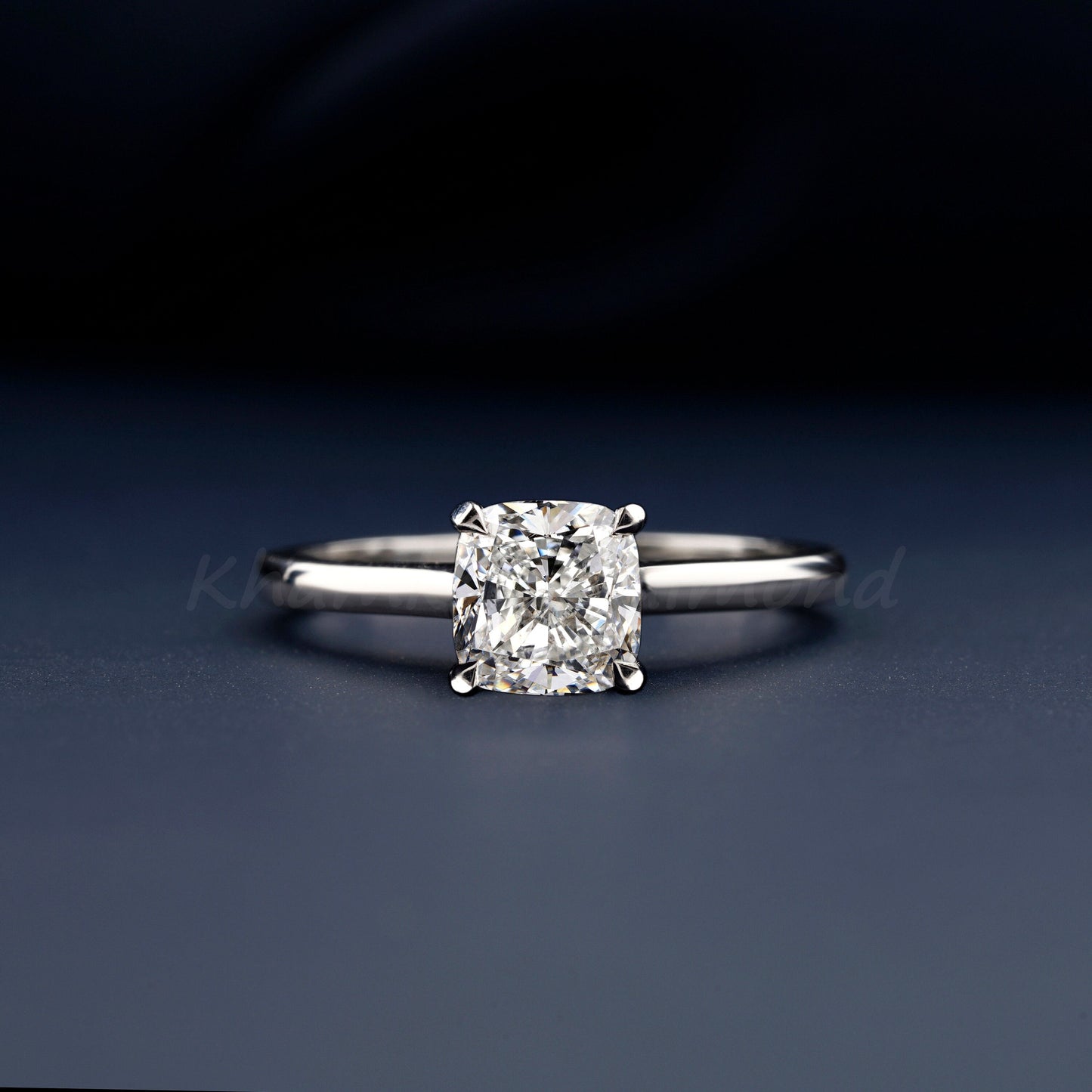 Cushion Cut Lab Diamond Solitaire Engagement Ring – Anniversary Gift for Her