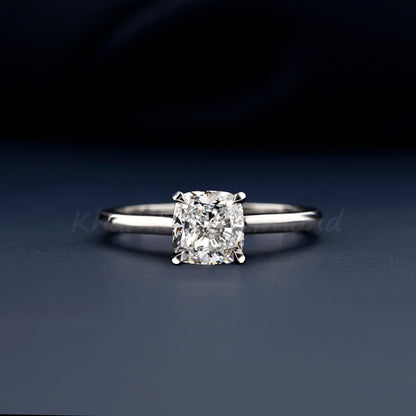 Cushion Cut Lab Diamond Solitaire Engagement Ring – Anniversary Gift for Her