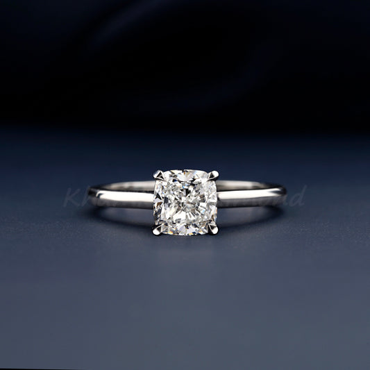 Cushion Cut Lab Diamond Solitaire Engagement Ring – Anniversary Gift for Her