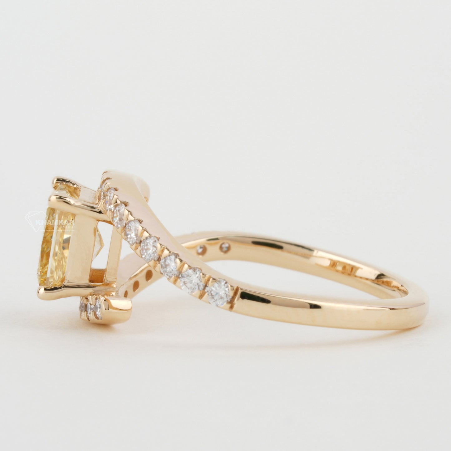 IGI Princess Cut Yellow Lab Grown Diamond Bypass Engagement Ring