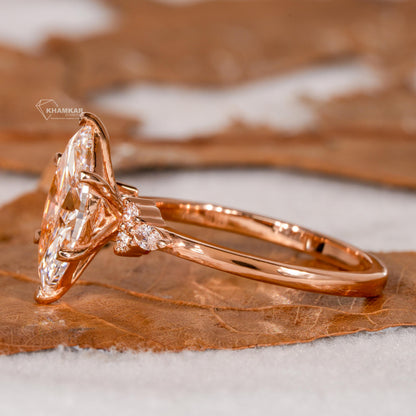 1.5CT Marquise Lab Diamond Engagement Ring IGI Certified Rose Gold