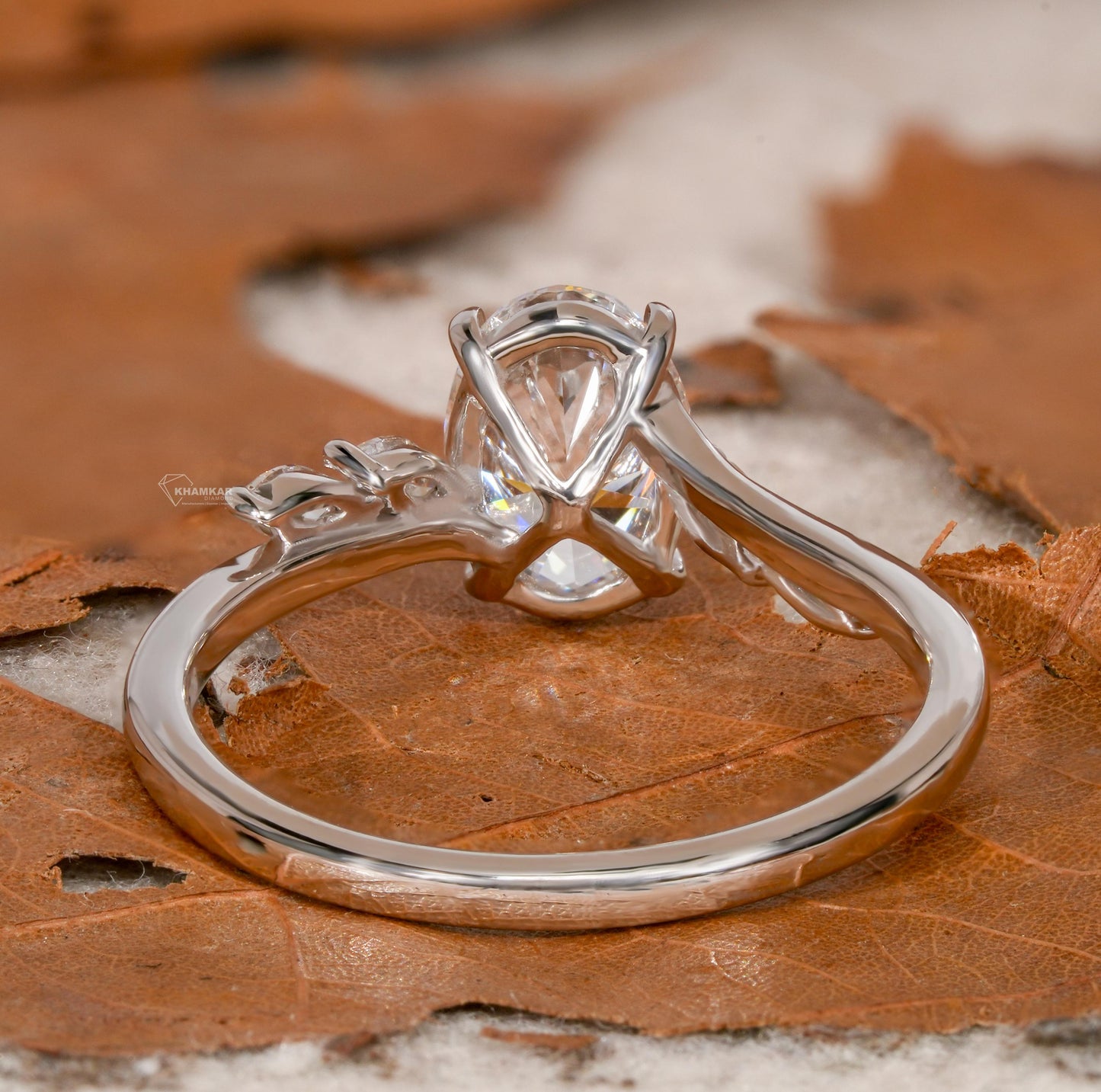 1.00 CT Oval Cut Lab Grown Diamond Platinum Ring with Marquise Side Stones