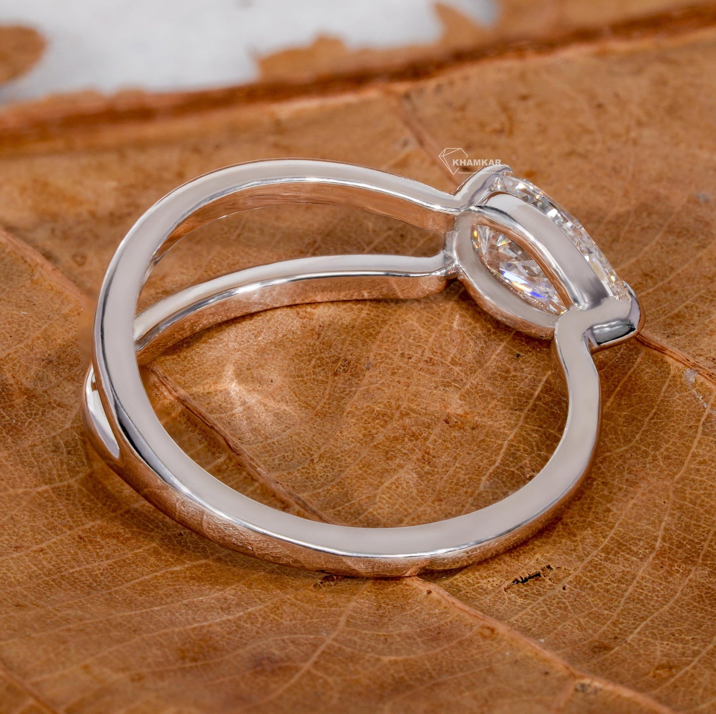 1.00Ct Pear Cut Lab Grown Diamond Ring,Split Shank Engagement ring,Solitaire Wedding Ring,Unique Ring,Anniversary Ring For Wife