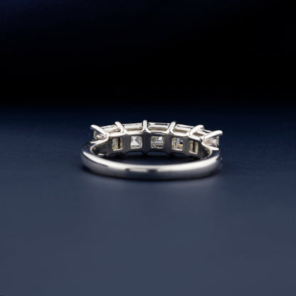 2.00 TCW Carre Cut Lab Grown Diamond Eternity Band | 5 Stone Half Eternity Wedding Ring