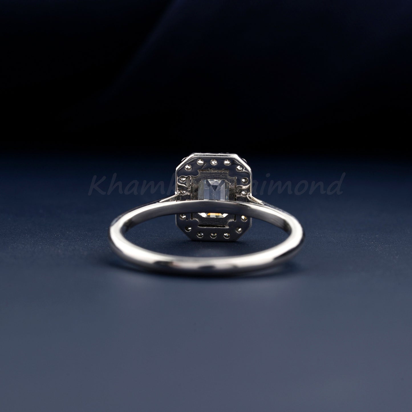 1 CT Emerald Cut Lab Grown Diamond Halo Engagement Ring in 14K Solid Gold