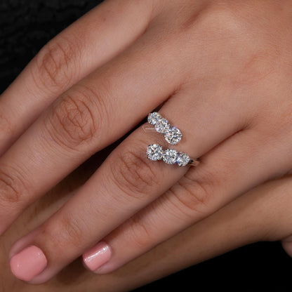 Round Lab Diamond Bypass Ring – Gold Wrap Ring