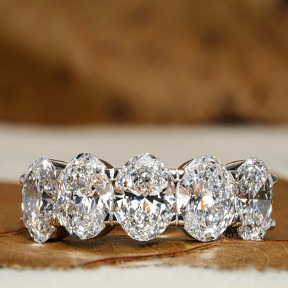 5.00 TCW Oval Cut Lab Grown Diamond Five Stone Ring – Anniversary & Engagement Band