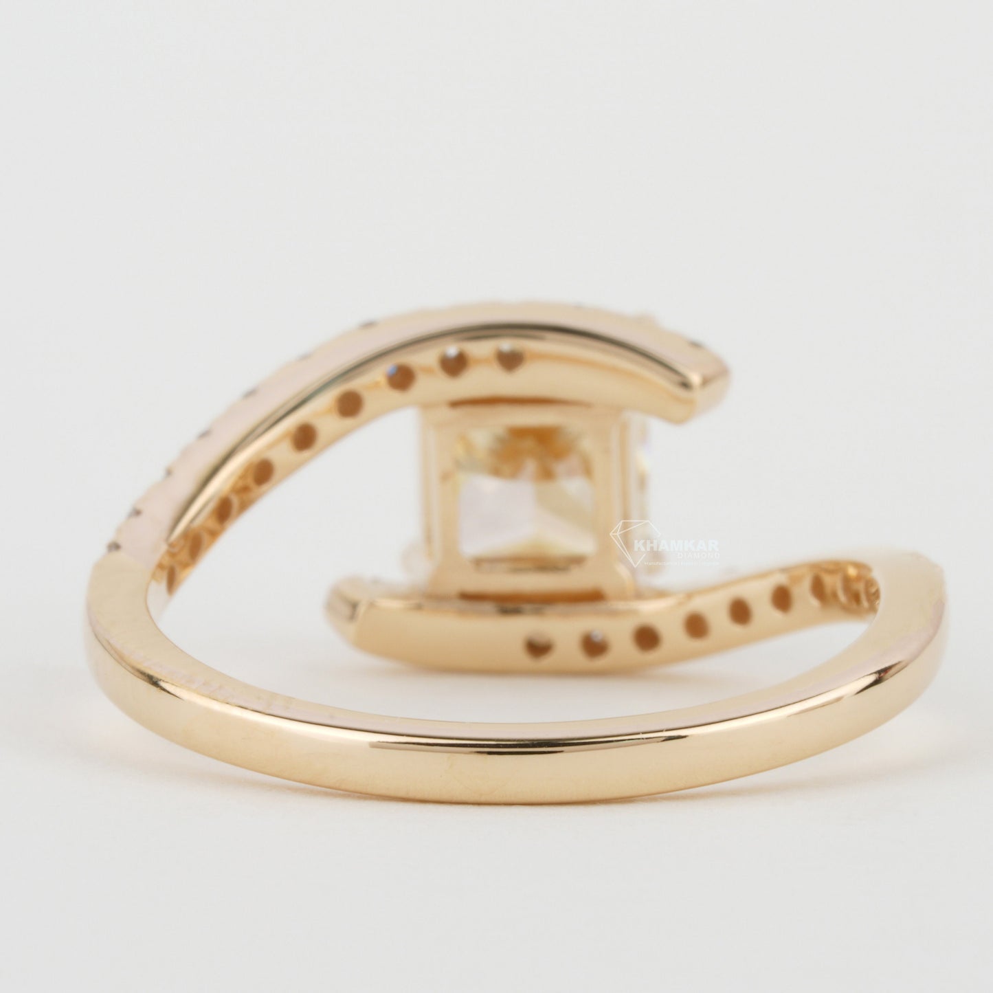 IGI Princess Cut Yellow Lab Grown Diamond Bypass Engagement Ring