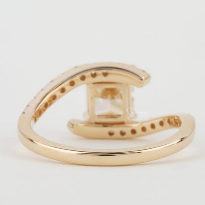 IGI Princess Cut Yellow Lab Grown Diamond Bypass Engagement Ring