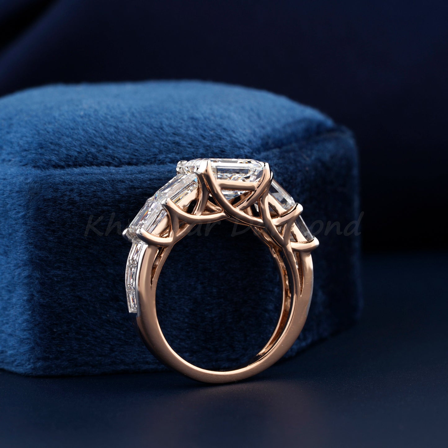4.15 TCW Asscher Lab Diamond Engagement Ring, Wedding Anniversary Ring