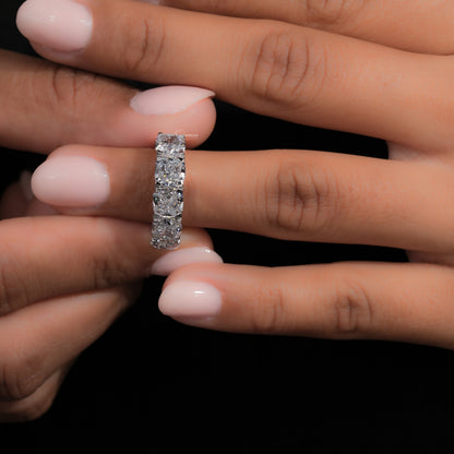 5 TCW Cushion Cut Lab Diamond Band | Five Stone Wedding Ring