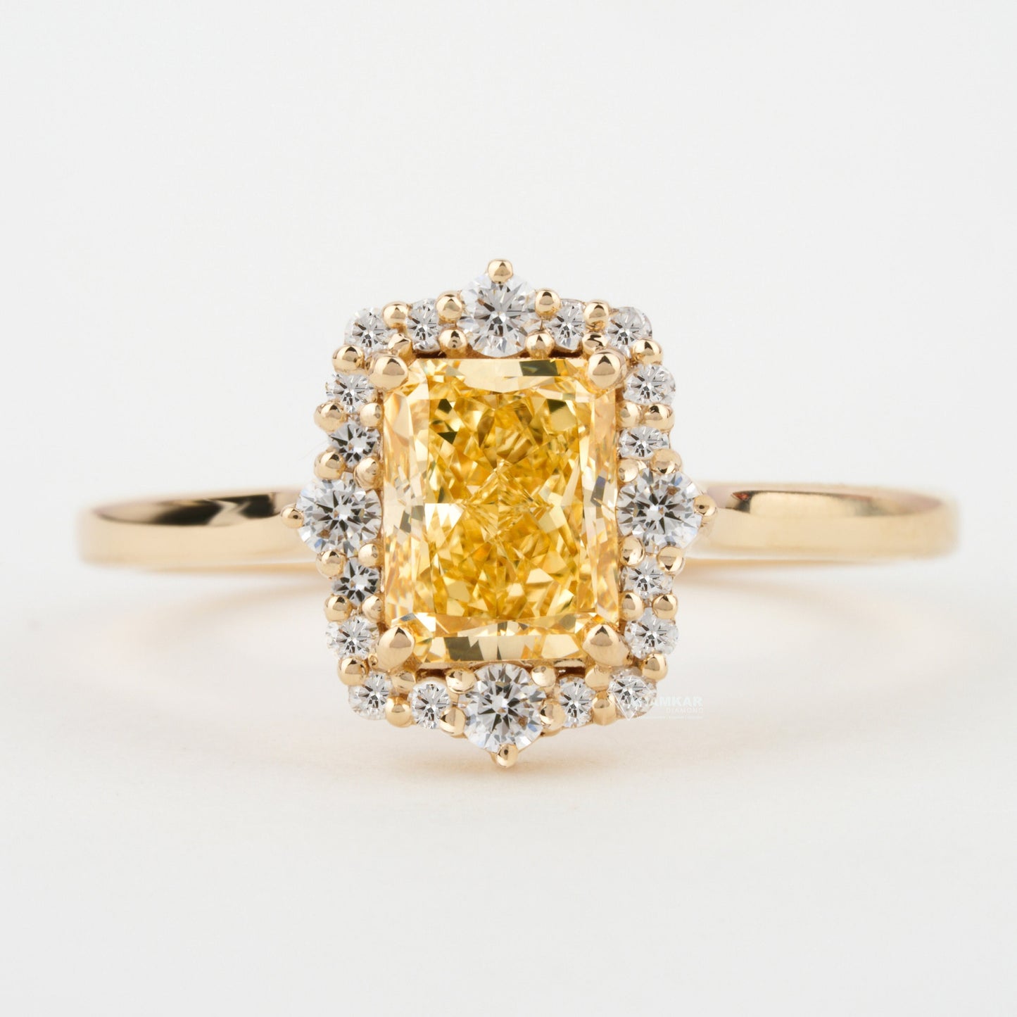 1.30 TCW Yellow Colored Radiant Cut Lab Grown Diamond Engagement Ring Outline Halo Promise Ring  Anniversary Gift For Her Wedding Ring