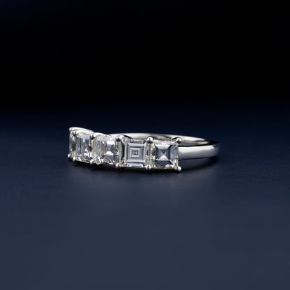 2.00 TCW Carre Cut Lab Grown Diamond Eternity Band | 5 Stone Half Eternity Wedding Ring