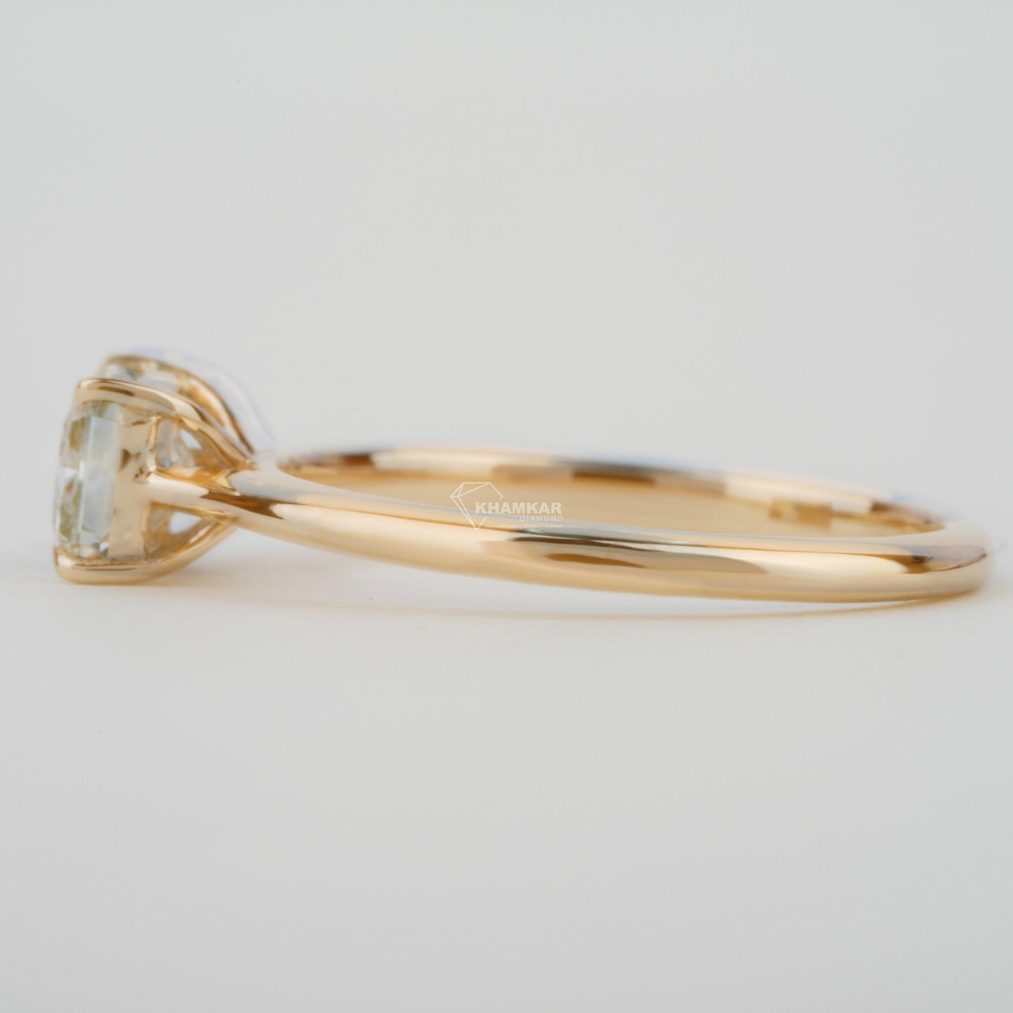 Olive Green Radiant Cut Lab Diamond Solitaire Engagement Ring for Her