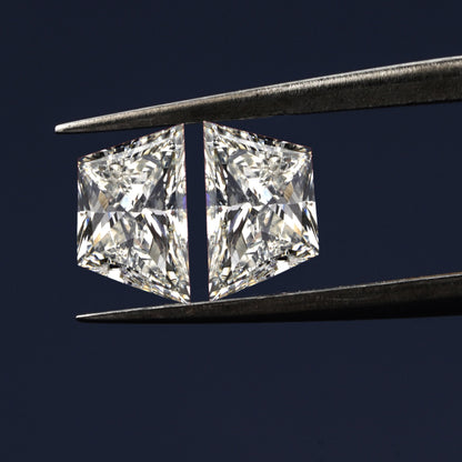 Trapezoid Brilliant Cut Lab Grown Diamond 14K White Gold Side Trapezoid Three Stone Diamond Ring Eco-Friendly Diamond Studs Gift For Her