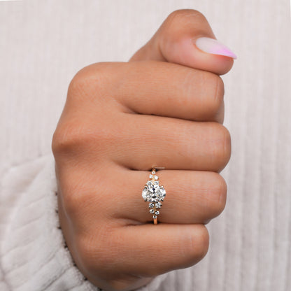 Oval Lab Diamond Engagement Ring | Snowdrift Cluster Wedding Ring