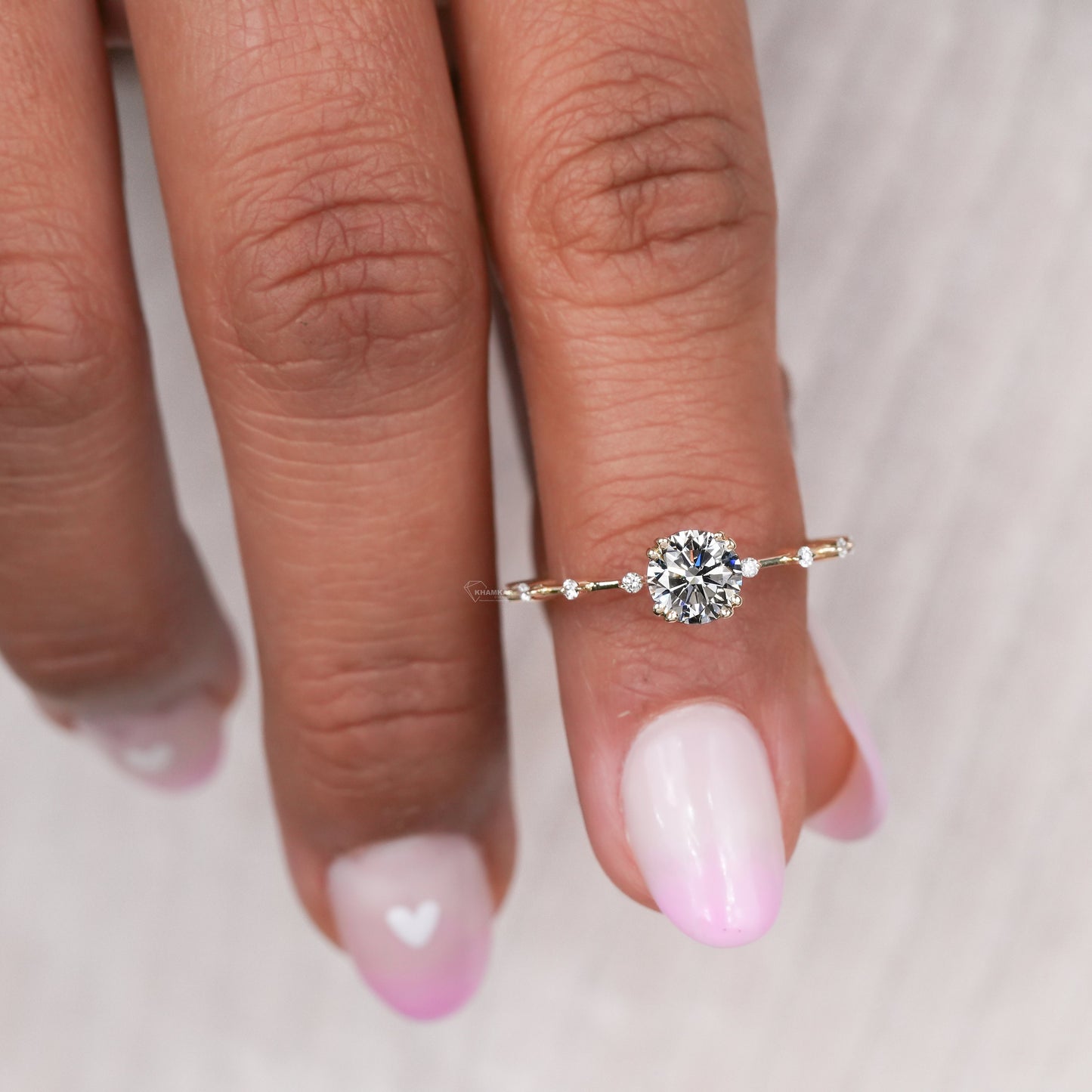 Round Lab Grown Diamond Pavé Wedding & Engagement Ring