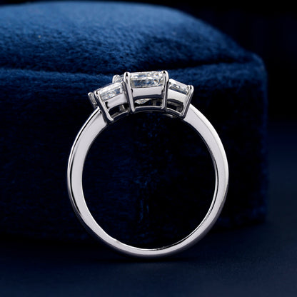Emerald Cut Three Stone Lab Grown Diamond Engagement Ring | 1CT Anniversary Gift Ring