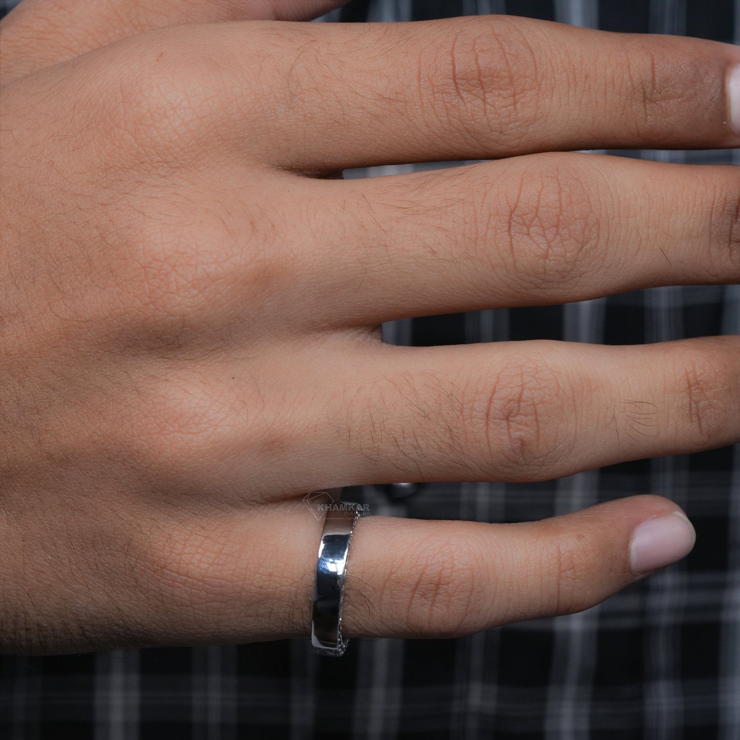 Round Black Colored Lab Grown Diamond Men's Wedding Ring for love