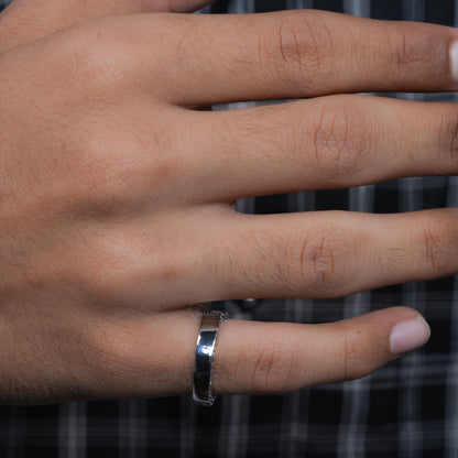 Round Black Colored Lab Grown Diamond Men's Wedding Ring for love
