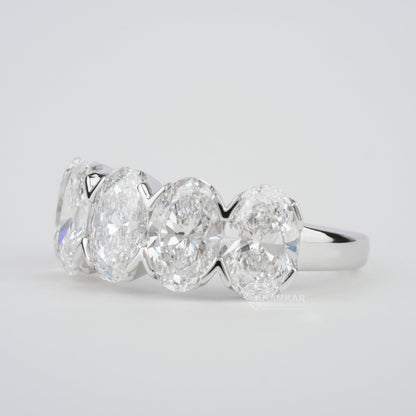 5 CT Oval Cut Lab Grown Diamond Half Eternity Wedding Band for Women