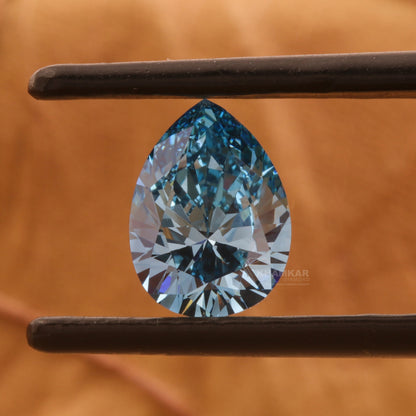 1CT Pear Fancy Vivid Blue Lab Grown Diamond For Pendant Fancy Blue Color Lab Made Loose Diamond For Her Blue Pear Diamond Ring Gift For Her