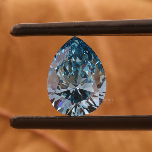1CT Pear Fancy Vivid Blue Lab Grown Diamond For Pendant Fancy Blue Color Lab Made Loose Diamond For Her Blue Pear Diamond Ring Gift For Her