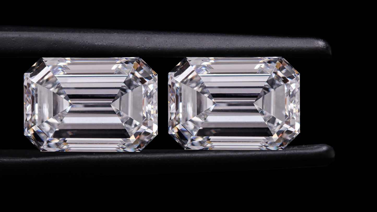 Emerald Cut Lab grown Diamond Pair For Wedding Earring Studs D-E Color Loose Diamond For Engagement Ring Conflict Free Diamond Pair