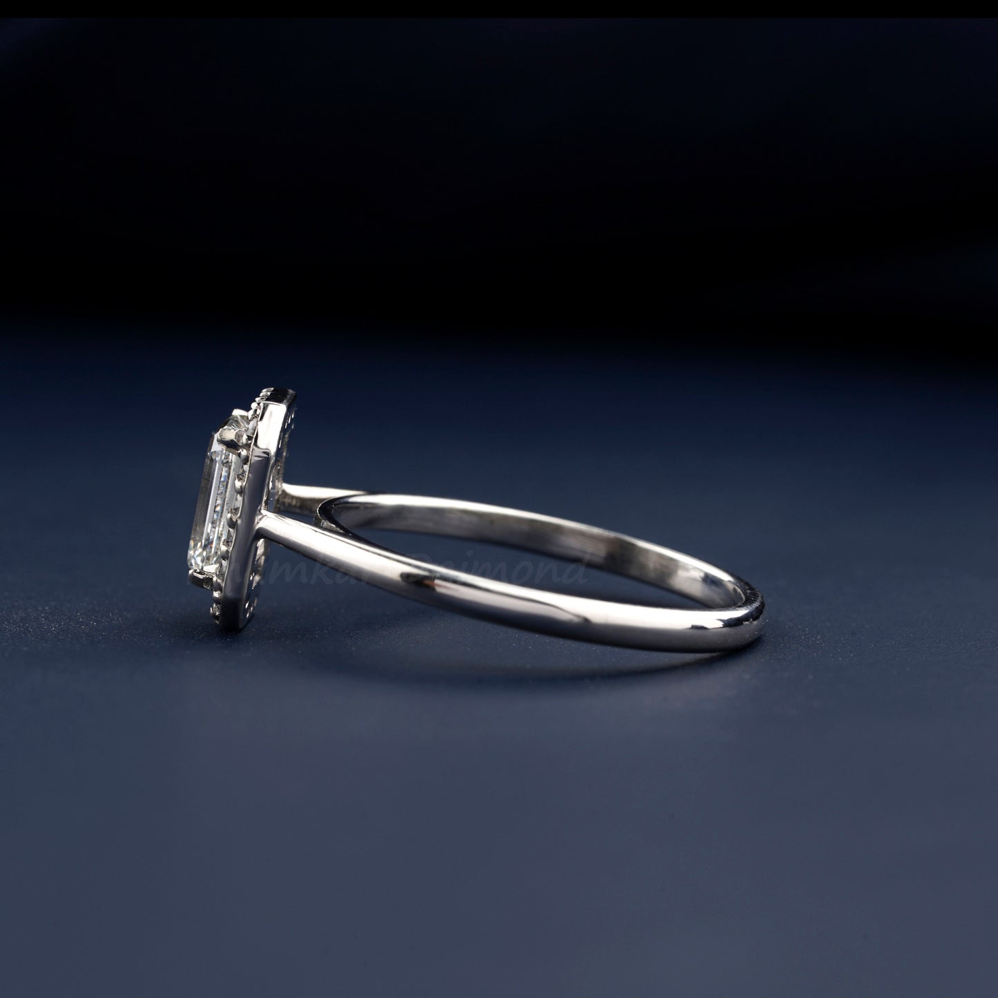 1 CT Emerald Cut Lab Grown Diamond Halo Engagement Ring in 14K Solid Gold