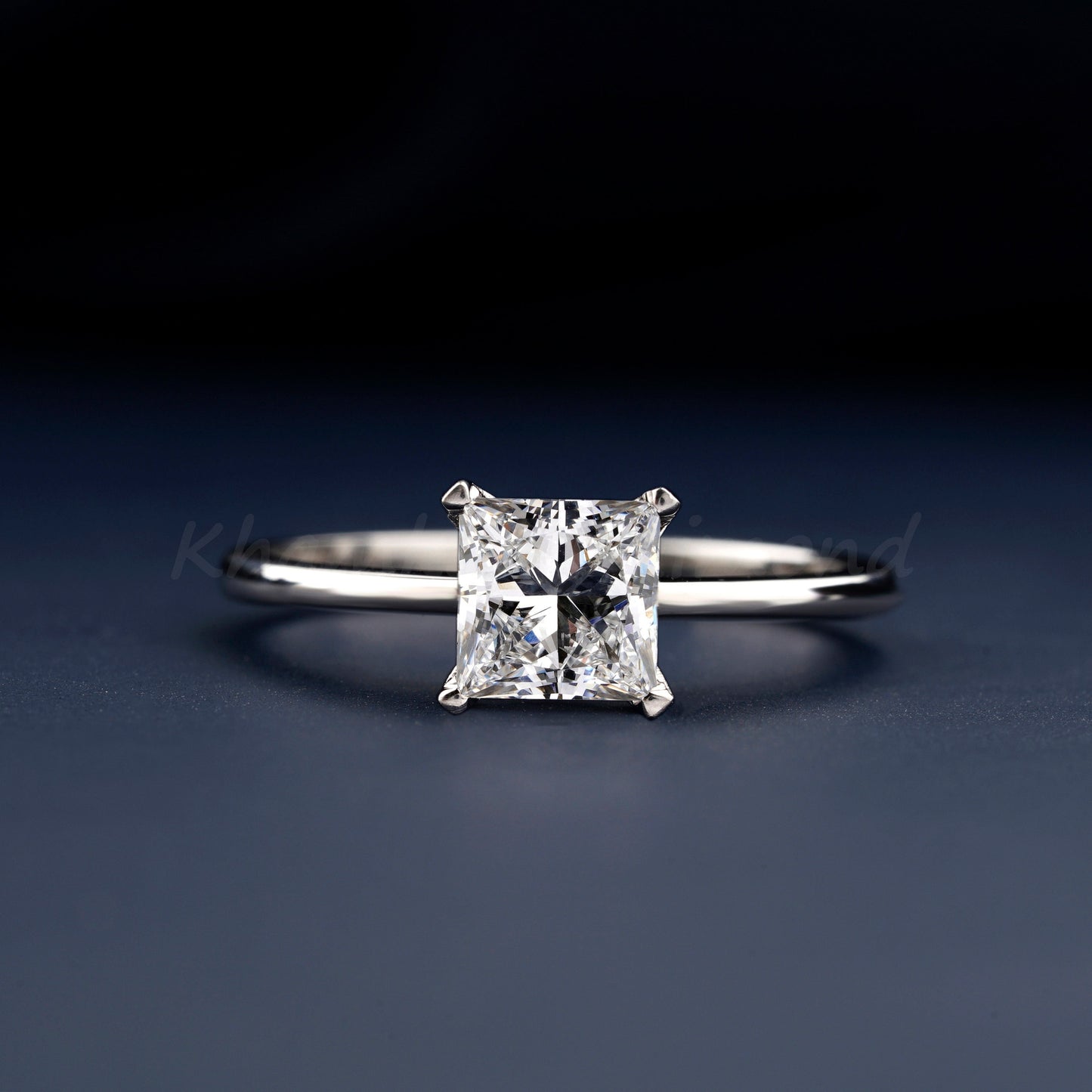 1 Ct Princess Cut Lab Diamond Ring, E/VS1 Solitaire Engagement Wedding Ring