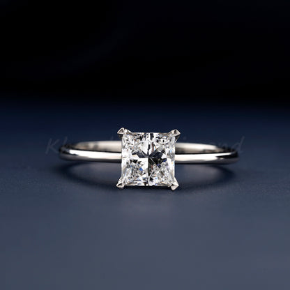 1 Ct Princess Cut Lab Diamond Ring, E/VS1 Solitaire Engagement Wedding Ring