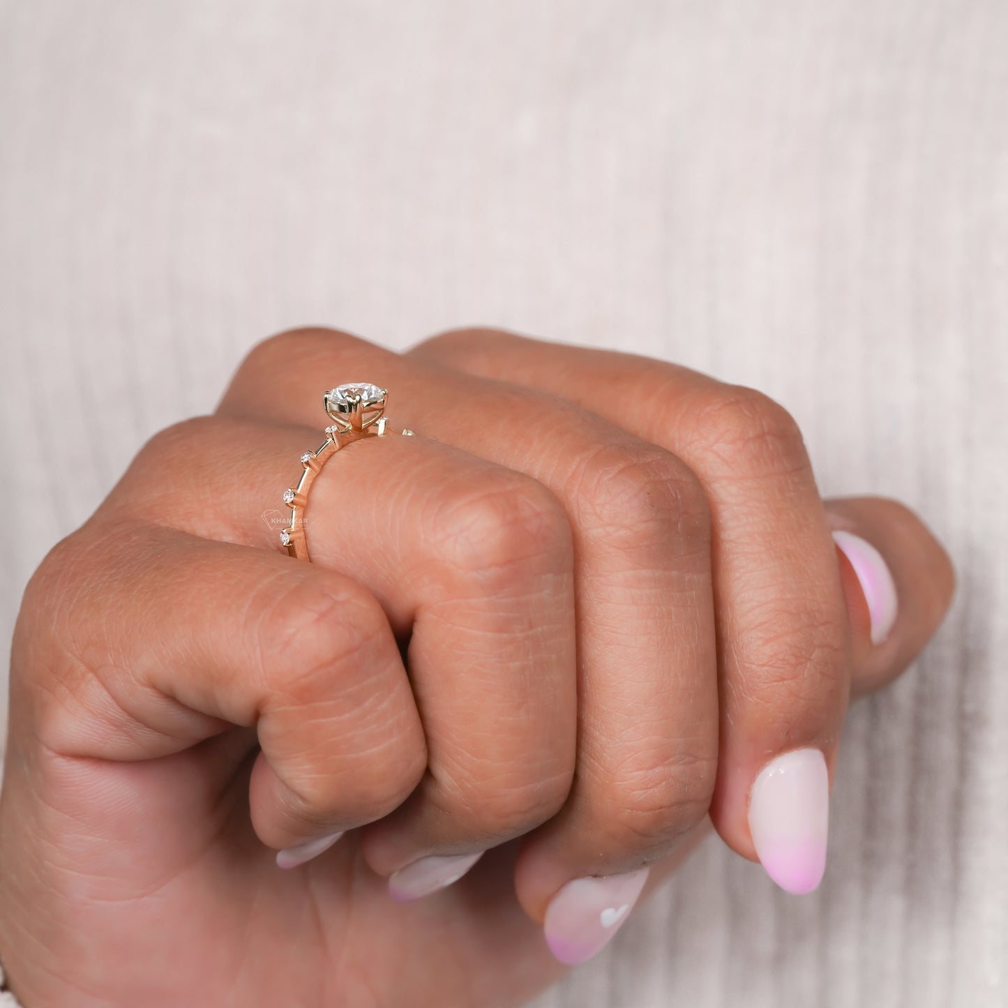 Round Lab Grown Diamond Pavé Wedding & Engagement Ring
