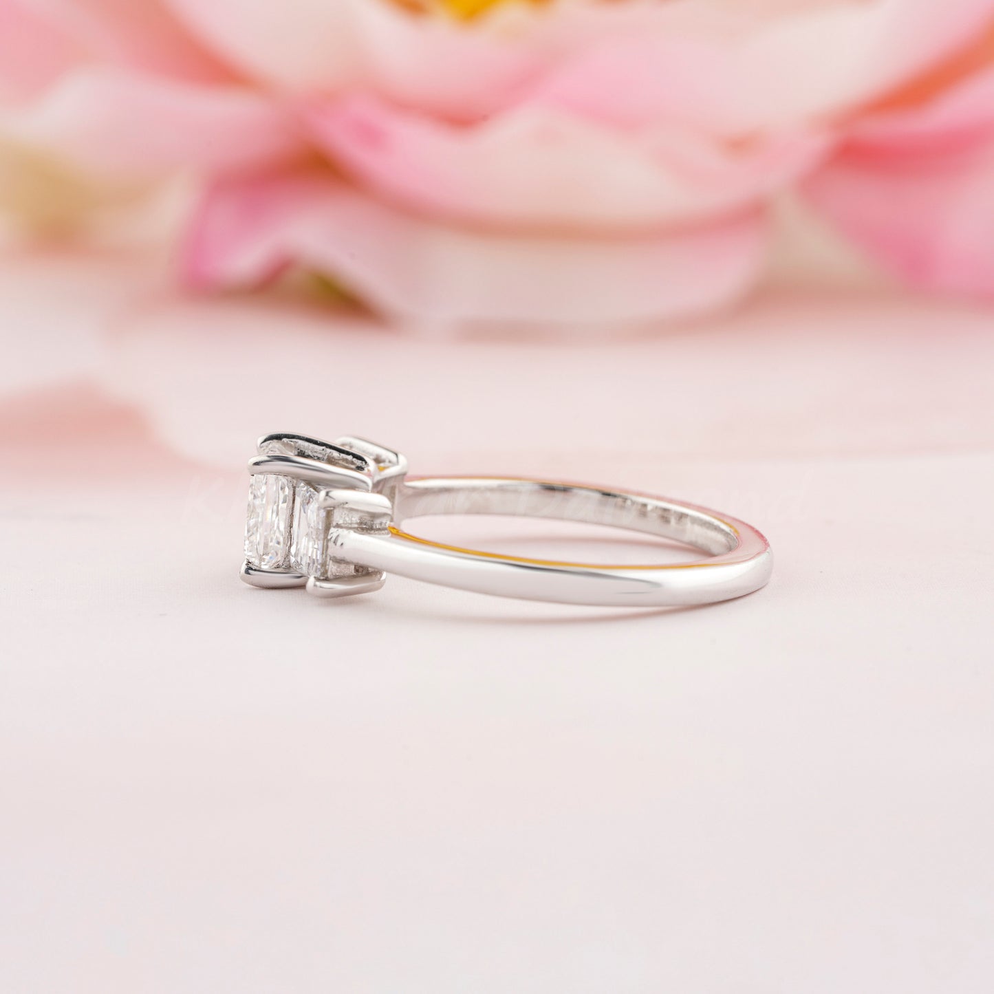 Princess Cut Lab Diamond Three Stone Ring Wedding Ring