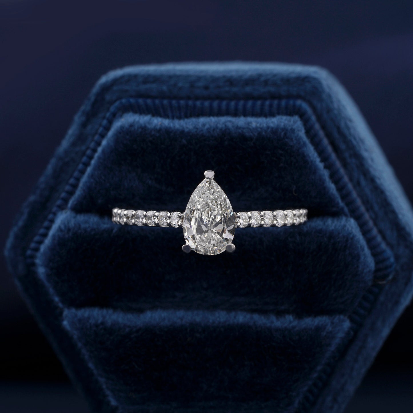 1CT Pear Lab Diamond Engagement Ring – Pave Setting