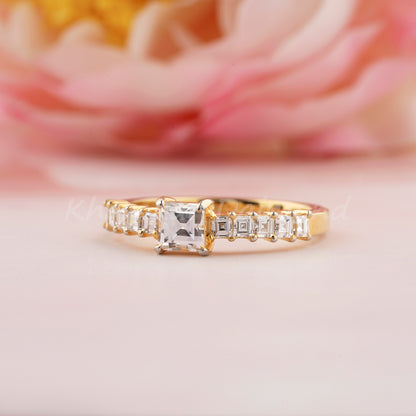 Carre Cut Lab Grown Diamond Engagement Ring in 14K White Gold