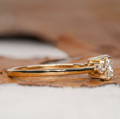 1CT Cushion Cut Lab Diamond Three Stone Engagement Ring