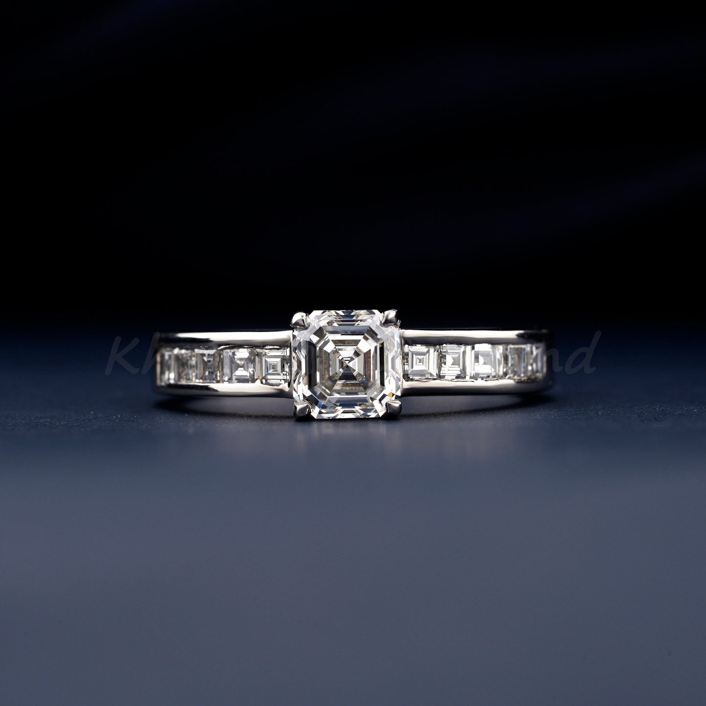 1.5 CT Asscher Cut Lab Grown Diamond Engagement Ring – Channel Set Wedding Ring