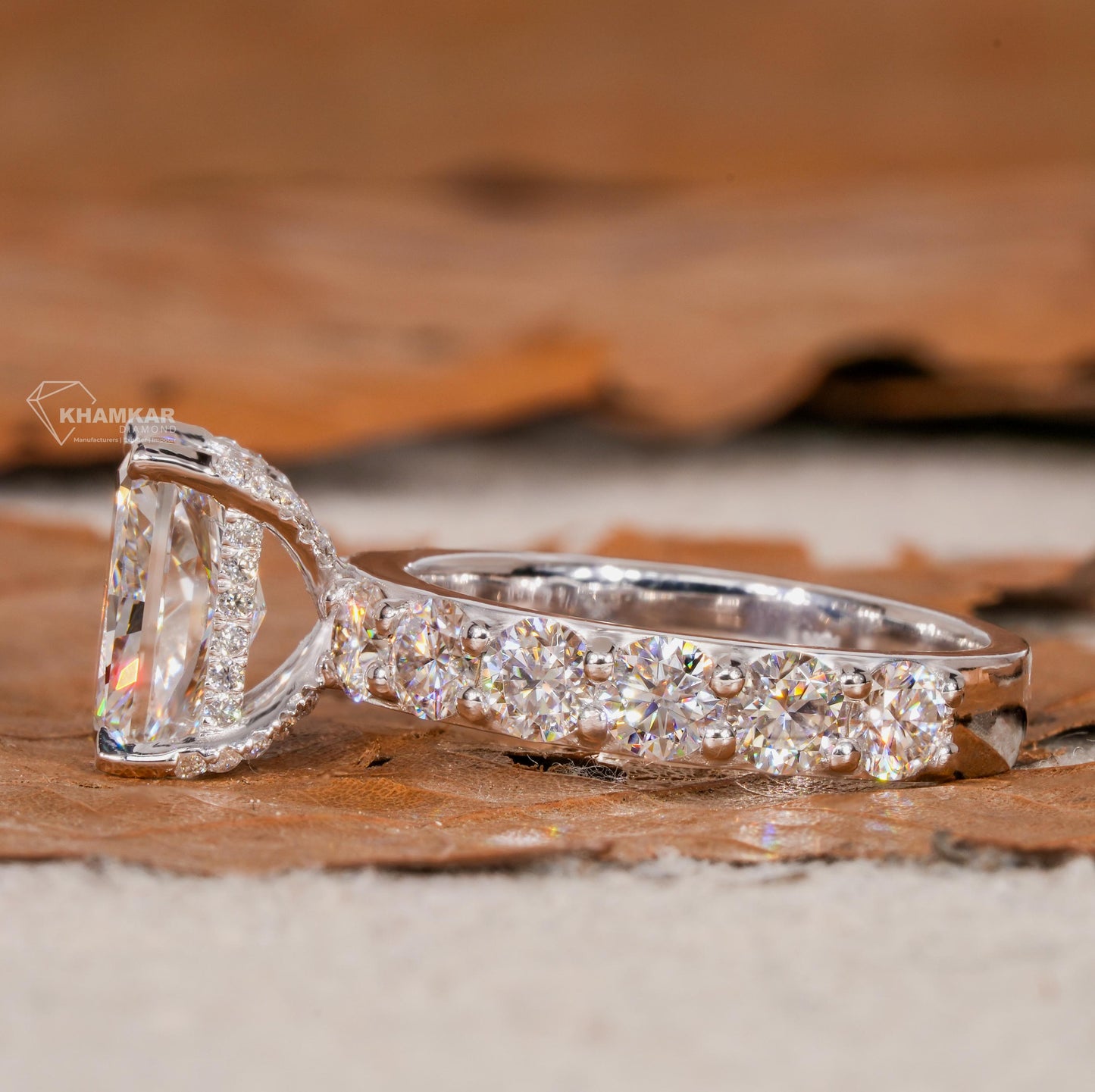 3.00 CT Radiant Cut Lab Grown Diamond Hidden Halo Engagement Ring