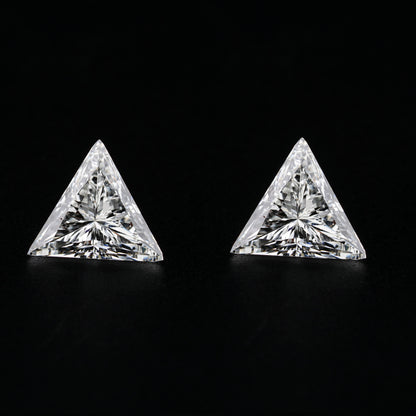 Triangle Lab Diamond Engagement Ring,Triangle Side Stone Diamond Ring,Fancy Cut Diamond,14K White Gold Triangle Bezel Stud,CVD Diamond