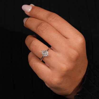 2.00CT Lozenge Cut Lab Diamond Solitaire Engagement Ring for Women