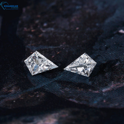 Kite Cut Labgrown Diamond For Studs,CVD-HPHT Diamond For Gift, Conflict Free Diamond,Side Stone Ring,18K White Gold Kite Diamond Bezel Stud