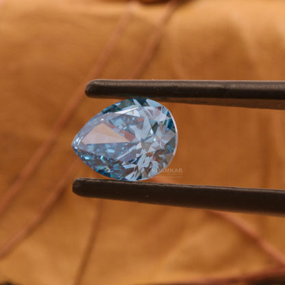 1CT Pear Fancy Vivid Blue Lab Grown Diamond For Pendant Fancy Blue Color Lab Made Loose Diamond For Her Blue Pear Diamond Ring Gift For Her