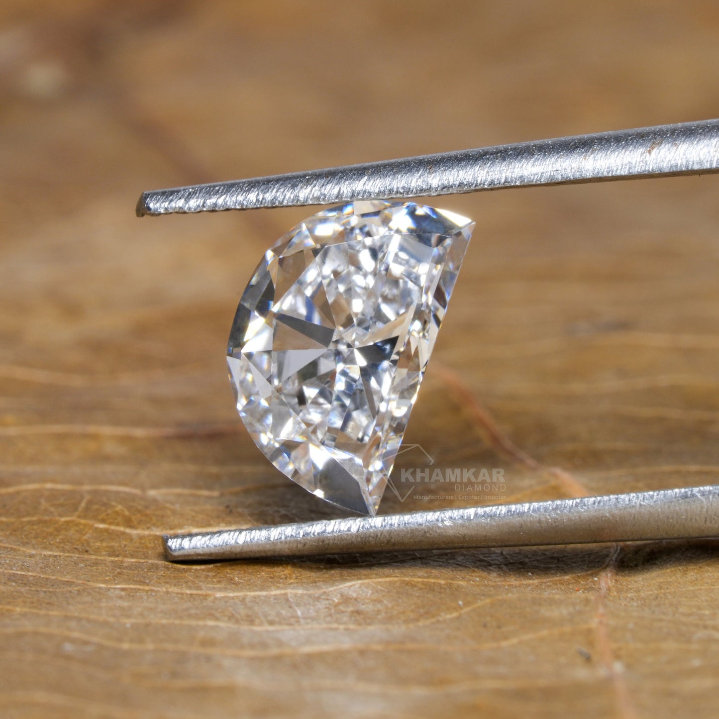 Half Moon Lab Diamond Engagement Ring | IGI Certified | 14K White Gold