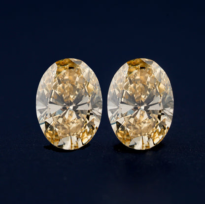 Oval Yellow Color Lab Created Diamonds,Yellow Loose Diamond For Engagement Ring,Yellow Diamonds For Studs, Gift For Anniversary