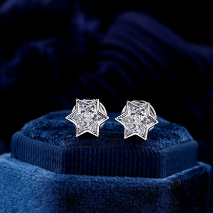 2 CT Star Cut Lab Grown Diamond Stud Earrings for Her