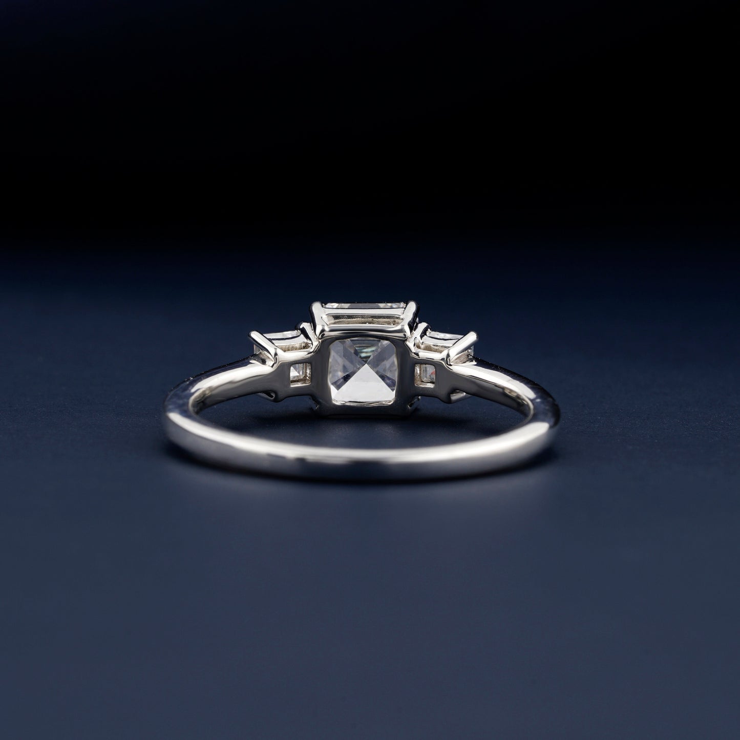 1CT Asscher Cut Lab Grown Diamond Three Stone Engagement Ring