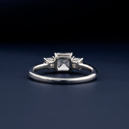 1CT Asscher Cut Lab Grown Diamond Three Stone Engagement Ring
