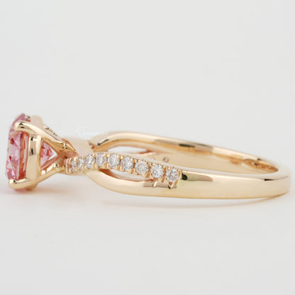 Pink Round Cut Lab Created Diamond Twisted Engagement Ring